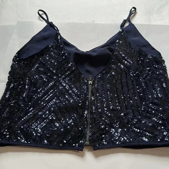 Forever 21 navy blue sequin tank adjustable straps size medium - Picture 3 of 4